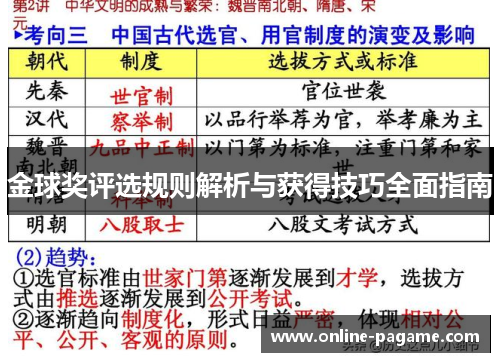 金球奖评选规则解析与获得技巧全面指南